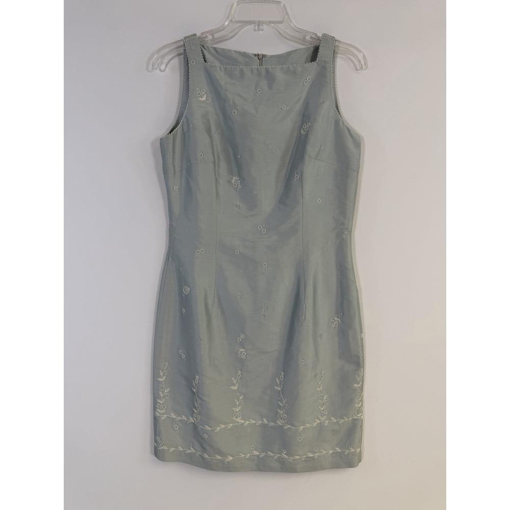 VTG Phoebe For Kay Unger Beaded‎ Embroidered 100% Silk Midi Dress Sz 6 Blue